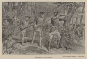 Washingtons første sejr (Litho) af J. (after) Steeple Davis