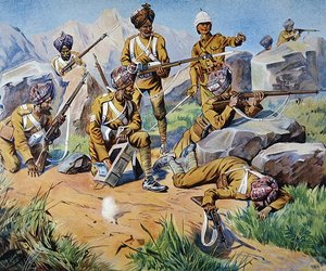Indianske tropper i bugten af J. A. Stewart