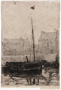Båd fortøjet - Isle of Man af J. Alden Weir