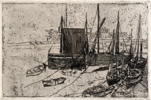 Både ved Port Erin - Isle of Man af J. Alden Weir