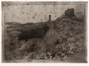 Fiskerhytten på bjerget - Isle of Man af J. Alden Weir