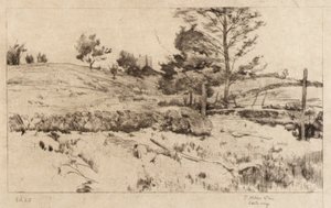 Landskab (skitse af marker) af J. Alden Weir
