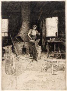 Smedens værksted af J. Alden Weir