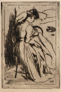 Kvinde, der broderer af J. Alden Weir
