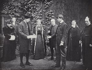 Pandekagekastning på Westminster School, Victor modtager sit Guinea af J. Benjamin Stone