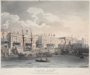 Customs House, fra Themsen, 1808. af J. Bluck