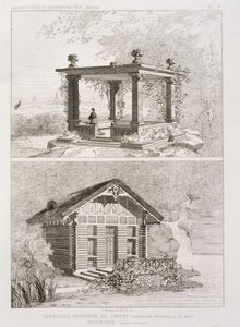 Terrasse dækket med cement, og have med udestue designet af Danjoy, ca. 1880