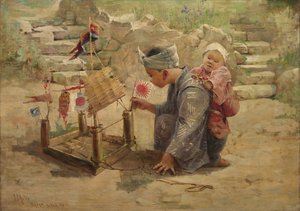Japansk dreng, der bygger en krigsmand af J. C. Arter