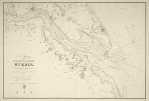 En undersøgelse af indsejlingen til floden Humber af kommandør Williamm Hewett, R.N. foretaget efter ordre fra Lords Commisioners of the Admiralty 1828 af J. & C. Walker