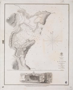 Archipeligo, Rhodos I., Port Lindo opmålt af kaptajn Thomas Graves, HMS 