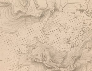 Grækenland, Peiraeus eller Port Drako opmålt af kommandør Thomas Graves, H.M.S. Beacon 1840, [Detail]. af J. & C. Walker