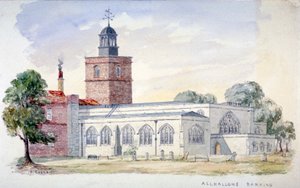 All Hallows-by-the-Tower Church, London, c1840 af J Cooke