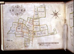 Arkiv 5674 Kort over landene i Hornechurch Hall i Essex, ejet af New College, Oxford af J. E. Coffin