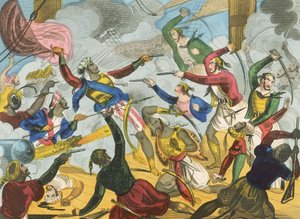 Tyrkerne angriber græske korsarer af J. Fairburn