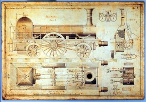 Stephensons "Long Boiler" lokomotiv, 1841 af J. Farley