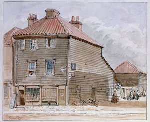 Udsigt over et gammelt hus i High Street, Lambeth af J. Findley