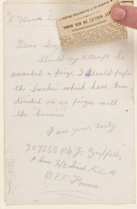 Brev til konkurrenceredaktøren af Liverpool Weekly Courier, 1917 af J. Griffiths