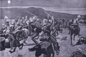 Moonlight charge of the 19th Hussars nr Steenkampsberg , illustration fra After Pretoria: The Guerilla War