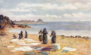 Tørredag på La Houle (farve litho)