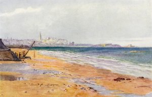 St Malo, Grand og Petit Bey, fra Rochebonne (farve litho)
