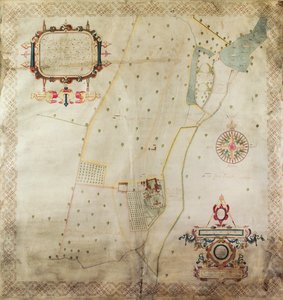 Kort over godset Shifnal, Shropshire, 1635 (blæk og farve på pergament)