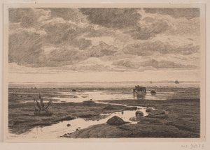 Åens udløb i stranden af J. Hildebrand