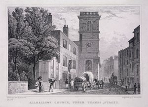 All Hallows the Great, London, c1829 af J Hinchcliff