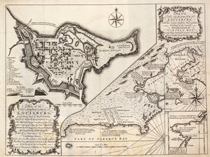 En plan over byen og havnen i Louisburg, Cape Breton af J. Hinton