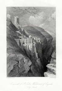 Klosteret St. Saba, Engadi vildmark, Hellig Land, 1800-tallet. af J. Horsburgh