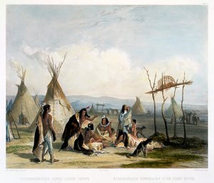 En Sioux-høvdings begravelsesstillads nær Fort Pierre af J Hurlimann