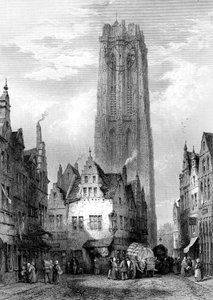 Malines Mechelen-katedralen, Antwerpen, Belgien, 1800-tallet.