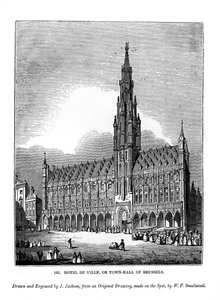 Hotel de Ville, eller rådhuset i Bruxelles, 1843
