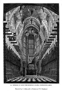 Interiør af Henry VII Chapel, Westminster Abbey, 1843