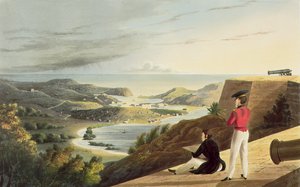 Udsigt over den engelske havn, Antigua fra Great George Fort, Monks Hill, indgraveret af T. Fielding, pub. af T. und G. Underwood, 1827