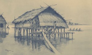 Marinelandsby Ny Guinea (litho) af J. Macfarlane