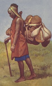 Kvinde fra Kenya-kolonien med last (farve litho) af J. Macfarlane