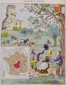 Auvergne og Limousin, illustration til Le Tour de France af Marie de Grandmaison, 1893 af J. Maurel