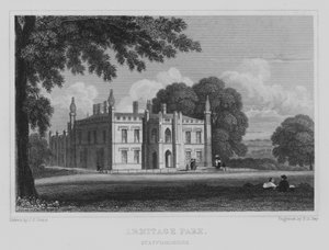 Armitage Park, Staffordshire (gravering) af John Preston Neale