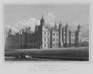 Burleigh House, Northamptonshire, The Seat of the Marquess of Exeter (gravering) af John Preston Neale