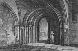 Dørvej til Temple Church, London (gravering) af John Preston Neale