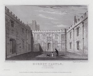 Hornby Castle, Inner Court, Yorkshire (gravering) af John Preston Neale