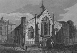 Den hollandske kirke, Austin Friars, London (gravering) af John Preston Neale