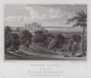 Wilton Castle, Yorkshire, sæde for Sir John Lowther (gravering) af John Preston Neale