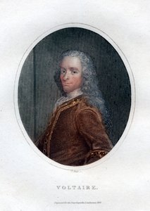 Francois Marie Arouet Voltaire, fransk forfatter og satiriker fra det 18. århundrede, 1828.