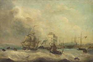 Cardiff Docks (olie på lærred) af J. Price