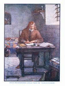 Under sin fængsling skrev Bunyan The Pilgrims Progress, fra English Literature pub.af T C & EC Jack, ca. 1920