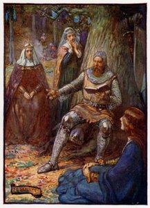Robert the Bruce, konge af Skotland, læser historier for sine tilhængere, 14. århundrede