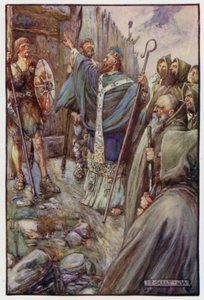 St. Columba lavede korsets tegn, og de store porte åbnede sig på vid gab af J. R. Skelton