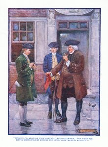 Der er ingen diskussion med Johnson, sagde Goldsmith, fra English Literature pub.af T C & EC Jack, ca. 1920 af J. R. Skelton