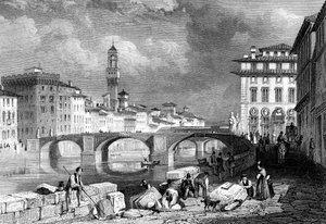 Ponte Santa Trinita, Firenze, Italien, 1800-tallet.